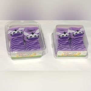 2  PK  baby Girl’s booties zebra purple. 0-6